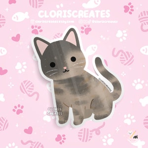 Diluted Shorthair Tortoiseshell Tortie Cat Waterproof Vinyl Sticker | Kawaii Chibi Animal Laptop Decal | Cute Pet Kitten Loss Memorial Gift