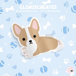 Fawn Corgi Pembroke Welsh Dog Breed Waterproof Vinyl Sticker | Kawaii Chibi Animal Art Decal | Cute Cartoon Puppy Pet Loss Memorial Gift