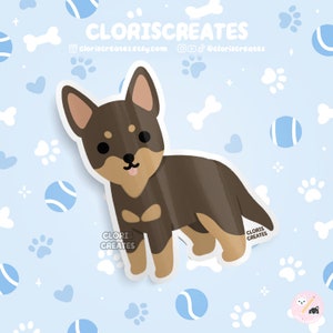 Red & Tan Australian Kelpie Dog Breed Waterproof Vinyl Sticker | Kawaii Chibi Animal Art Decal | Cute Cartoon Rescue Puppy Pet Gift
