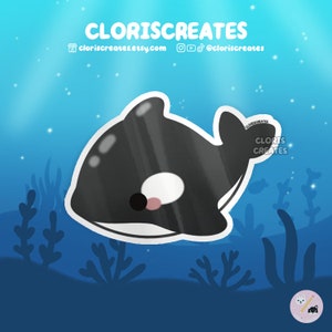 Orca Killer Whale Waterproof Vinyl Sticker | Kawaii Chibi Art Marine Animal Lover Decal | Cute Cartoon Aquarium Souvenir Sea Creature Gift