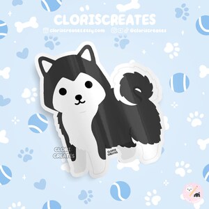 Black Alaskan Malamute Wooly Husky Dog Breed Waterproof Vinyl Sticker | Kawaii Chibi Animal Decal Cute Cartoon Puppy Pet Loss Memorial Gift