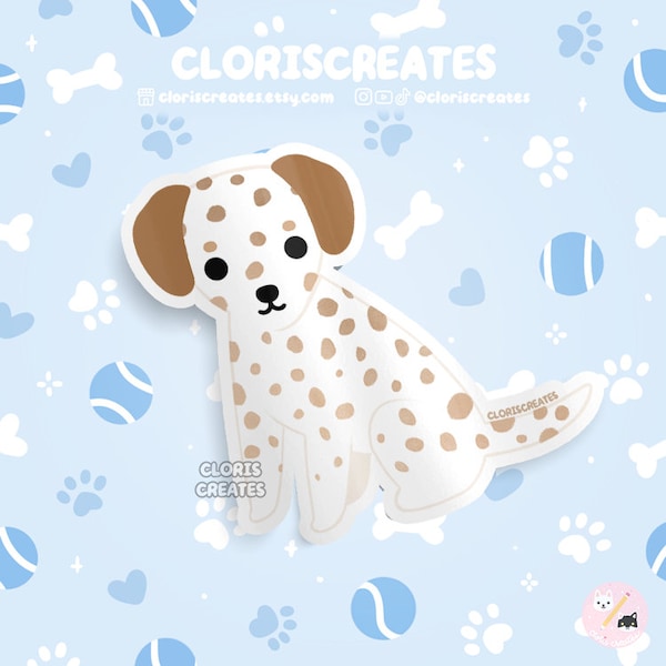 Lemon Dalmatian Dog Breed Waterproof Vinyl Sticker | Kawaii Chibi Art Style Animal Laptop Decal | Cute Cartoon Puppy Pet Loss Memorial Gift