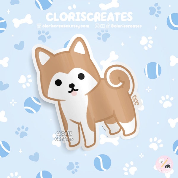 Red Japanese Akita Inu Dog Breed Waterproof Vinyl Sticker | Kawaii Chibi Animal Art Laptop Decal | Cute Cartoon Puppy Pet Loss Memorial Gift