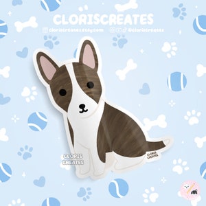 Brindle Bull Terrier Dog Breed Waterproof Vinyl Sticker | Kawaii Chibi Animal Art Decal | Cute Cartoon Puppy Pet Loss Memorial Gift
