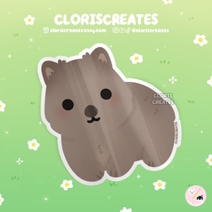 Wombat Waterproof Vinyl Sticker | Kawaii Chibi Wild Aussie Animal Lover Laptop Decal | Cute Cartoon Zoo Souvenir Australian Wildlife Gift