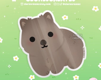 Wombat Waterproof Vinyl Sticker | Kawaii Chibi Wild Aussie Animal Lover Laptop Decal | Cute Cartoon Zoo Souvenir Australian Wildlife Gift