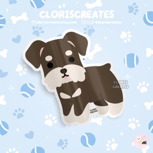 Liver & Tan Schnauzer Dog Breed Waterproof Vinyl Sticker | Kawaii Chibi Animal Art Decal | Cute Cartoon Terrier Puppy Pet Loss Memorial Gift