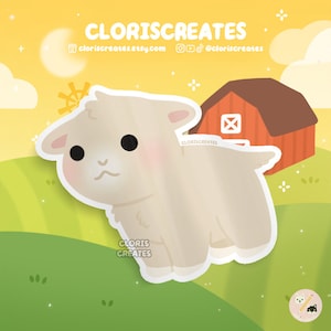 Cream Dairy Goat Waterproof Vinyl Sticker | Kawaii Chibi Petting Zoo Souvenir Decal | Cute Cartoon Farm Animal Art Lover Loss Memorial Gift