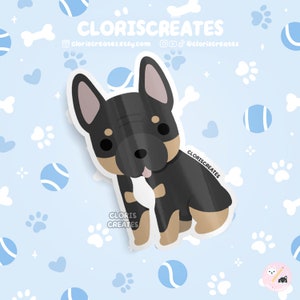 Black & Tan French Bulldog FrenchieDog Breed Waterproof Vinyl Sticker | Kawaii Chibi Animal Art Decal | Cute Cartoon Puppy Pet Loss Gift