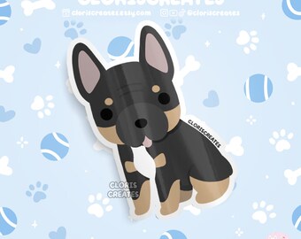 Black & Tan French Bulldog FrenchieDog Breed Waterproof Vinyl Sticker | Kawaii Chibi Animal Art Decal | Cute Cartoon Puppy Pet Loss Gift