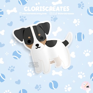 Black Tri Jack Russell Terrier Dog Breed Waterproof Vinyl Sticker | Kawaii Chibi Animal Art Decal | Cute Cartoon Puppy Pet Memorial Gift
