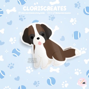 Saint Bernard Dog Breed Waterproof Vinyl Sticker | Kawaii Chibi Animal Lover Art Laptop Decal | Cute Cartoon Puppy Pet Loss Memorial Gift