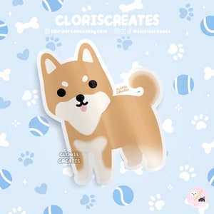 Red Jindo Korean Dog Breed Waterproof Vinyl Sticker | Kawaii Chibi Animal Art Laptop Decal | Cute Cartoon Puppy Pet Loss Memorial Gift