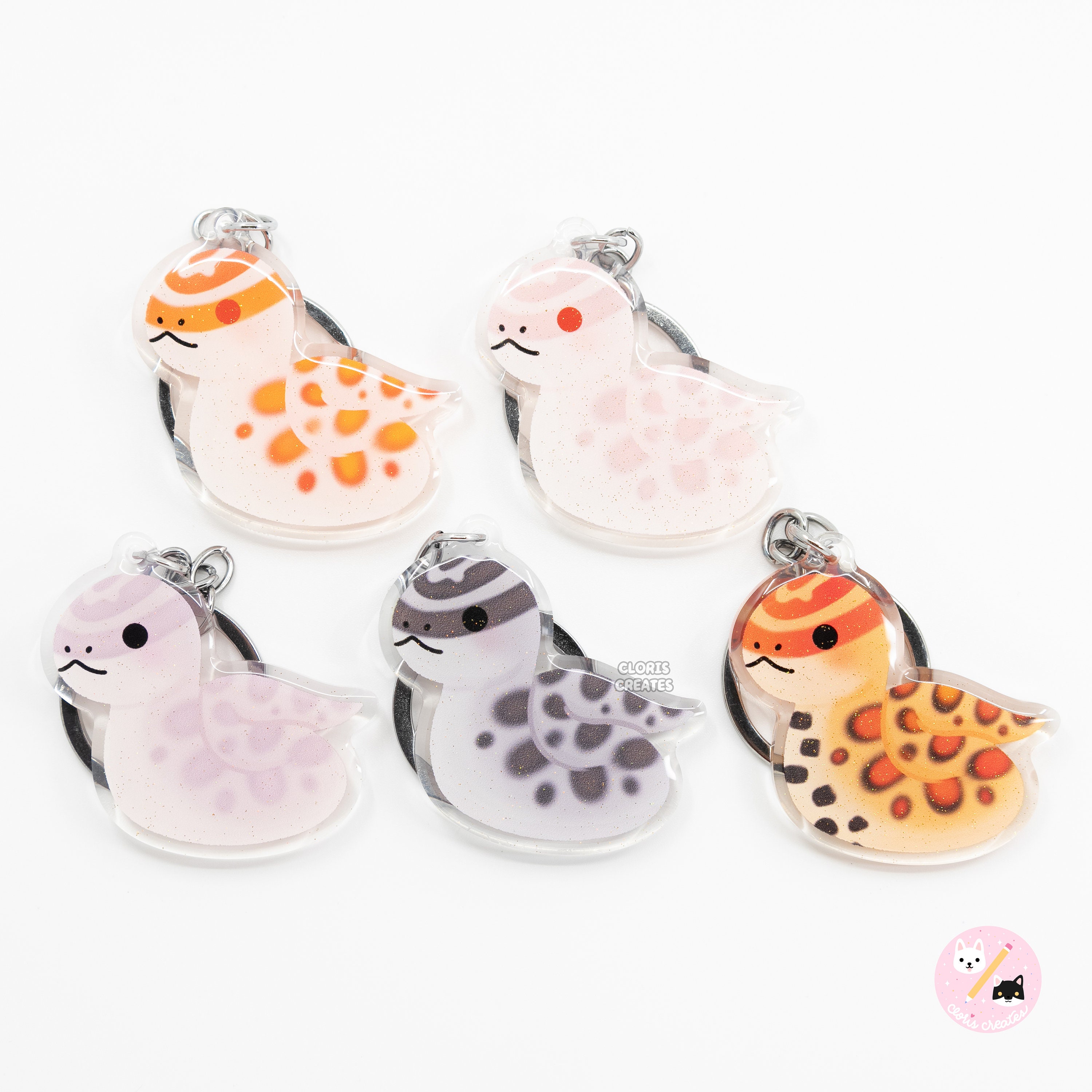 Anerythristic Gray Corn Snake Acrylic Pet Keychain | Cartoon Kawaii Art ...