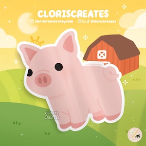 Rosa Schwein wasserfest Vinyl Aufkleber | Kawaii Chibi Streichelzoo Laptop Aufkleber | Niedliches Cartoon Farm Animal Art Lover Loss Erinnerungsgeschenk