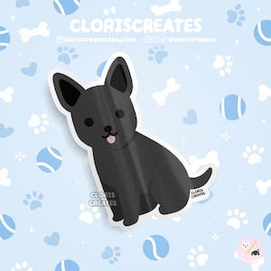 Black Formosan Mountain Dog Taiwanese Mixed Breed Waterproof Vinyl Sticker | Kawaii Chibi Animal Art Decal | Cute Cartoon Puppy Pet Gift