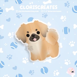 Tibetan Spaniel Retriever Dog Breed Waterproof Vinyl Sticker | Kawaii Chibi Animal Art Decal | Cute Cartoon Puppy Pet Memorial Gift