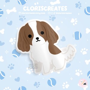 Blenheim Cavalier King Charles Spaniel Dog Breed Waterproof Vinyl Sticker | Kawaii Chibi Animal Art Decal | Cute Cartoon Puppy Pet Loss Gift