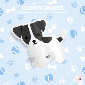 Black & White Jack Russell Terrier Dog Breed Waterproof Vinyl Sticker | Kawaii Chibi Animal Art Decal | Cute Cartoon Puppy Pet Memorial Gift