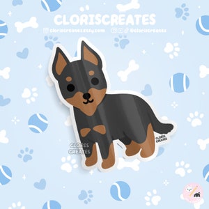 Cropped Black Beauceron Dog Breed Waterproof Vinyl Sticker | Kawaii Chibi Animal Laptop Decal | Cute Cartoon Puppy Pet Loss Memorial Gift