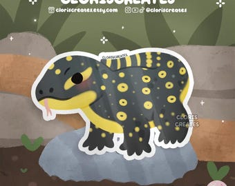 Asian Water Monitor Lizard Waterproof Vinyl Sticker | Kawaii Chibi Animal Lover Art Bottle Decal | Cute Cartoon Exotic Pet Reptile Gift