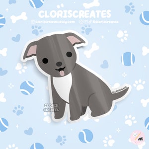 Blue Nose Pitbull Staffordshire Bull Terrier Dog Breed Waterproof Vinyl Sticker | Kawaii Chibi Animal Decal Cute Cartoon Puppy Pet Gift