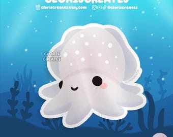 Bigfin Reef Squid Waterproof Vinyl Sticker | Kawaii Marine Animal Lover Art Laptop Decal | Cute Cartoon Aquarium Souvenir Sea Creature Gift
