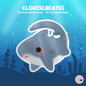 Fuchshai Wasserdichter Vinyl Aufkleber | Kawaii Chibi Marine Tierliebhaber Laptop Aufkleber | Niedliches Cartoon-Aquarium-Andenken-Meeresgeschöpf-Geschenk