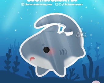 Thresher Shark Waterproof Vinyl Sticker | Kawaii Chibi Marine Animal Lover Laptop Decal | Cute Cartoon Aquarium Souvenir Sea Creature Gift