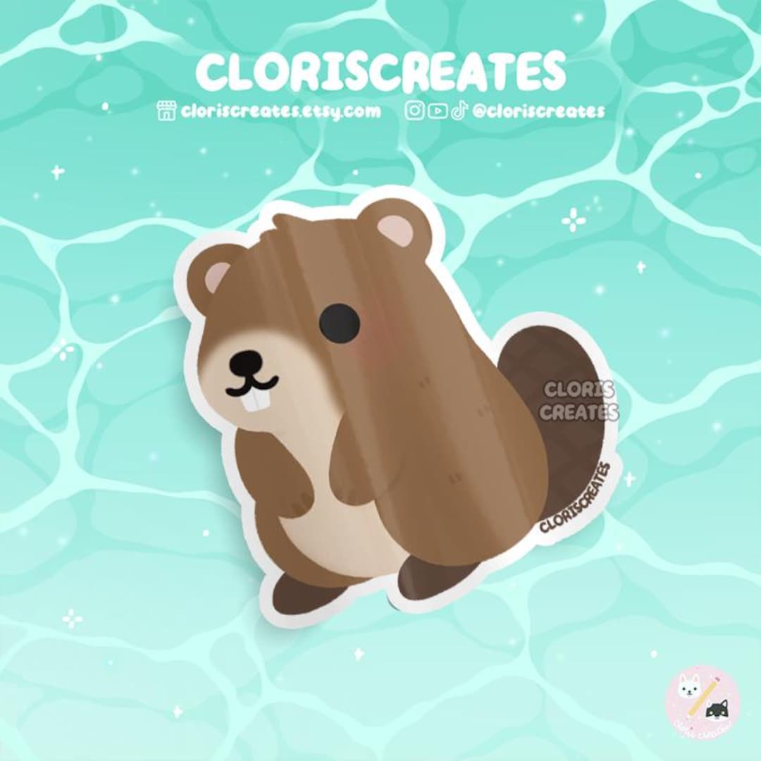 Beaver Waterproof Vinyl Sticker | Kawaii Chibi Wild Woodchuck Rodent ...