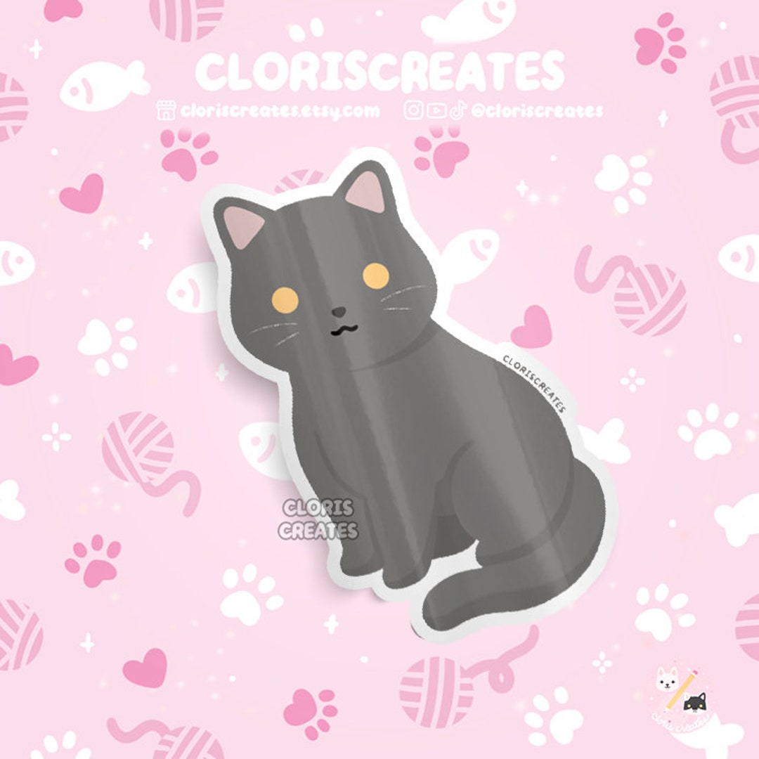 Blue British Shorthair Cat Waterproof Vinyl Sticker Kawaii Chibi Animal ...