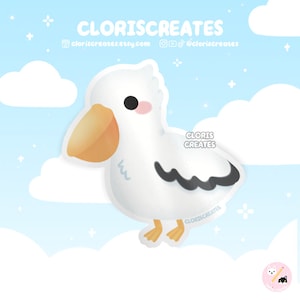 Pelican Waterproof Vinyl Sticker | Kawaii Chibi Marine Animal Lover Art Laptop Decal | Cute Cartoon Aquarium Souvenir Sea Creature Gift