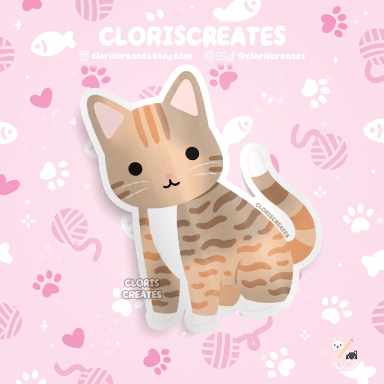 Torbie Cat Waterproof Vinyl Sticker | Kawaii Chibi Animal Laptop Decal ...