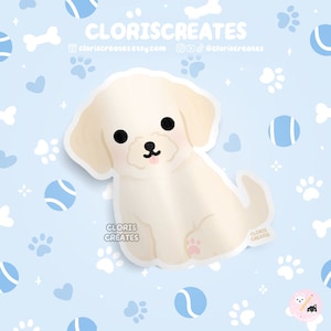 Maltipoo Maltese Poodle Mix Dog Breed Waterproof Vinyl Sticker | Kawaii Chibi Animal Decal Cute Cartoon Doodle Puppy Pet Loss Memorial Gift