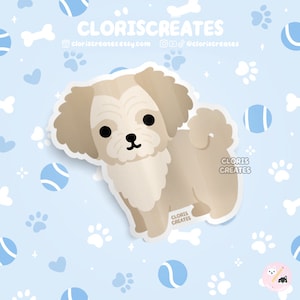 Havanese Puppy Dog Breed Waterproof Vinyl Sticker | Kawaii Chibi Art Style Animal Laptop Decal | Cute Cartoon Puppy Pet Loss Memorial Gift