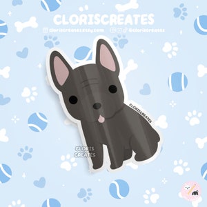Blue French Bulldog Frenchie Dog Breed Waterproof Vinyl Sticker | Kawaii Chibi Animal Art Laptop Decal | Cute Cartoon Puppy Pet Loss Gift
