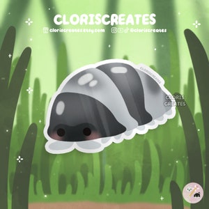 Panda König Isopod Roly Poly wasserdichter gestanzter Aufkleber | Kawaii Chibi Bug Laptop Aufkleber | Niedliches Cartoon-Pillbug-Haustier-Insekten-Entomologengeschenk