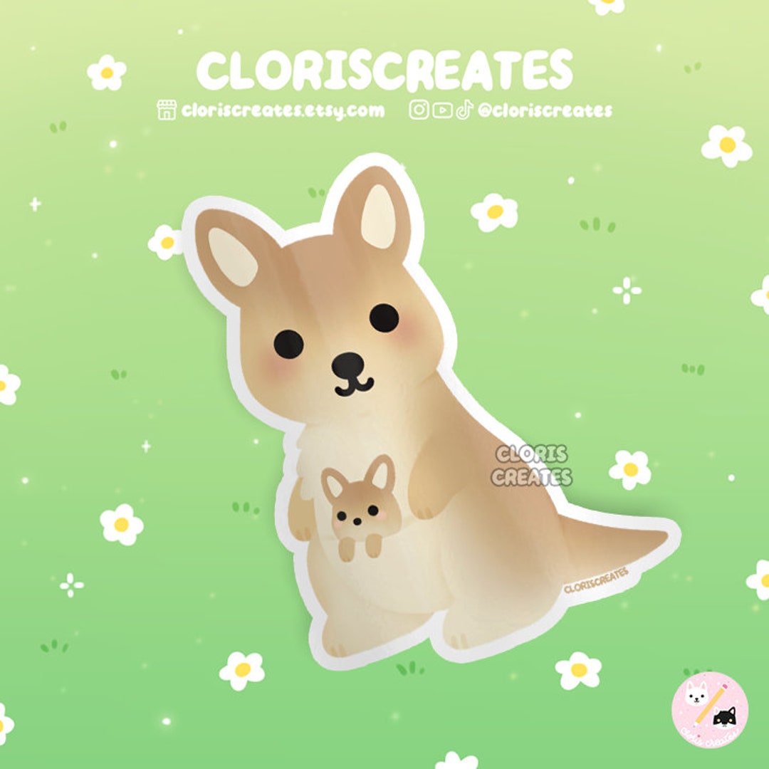 Kangaroo Joey Waterproof Vinyl Sticker | Kawaii Chibi Wild Aussie ...