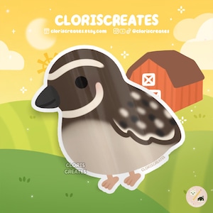 Japanese Quail Waterproof Vinyl Sticker | Kawaii Chibi Petting Zoo Souvenir Decal | Cute Cartoon Farm Animal Art Lover Loss Memorial Gift