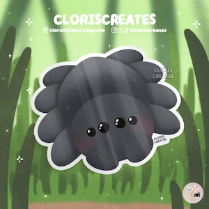 Black Tarantula Waterproof Die Cut Sticker | Kawaii Chibi Arachnid Bug Art Laptop Decal | Cute Cartoon Exotic Pet Insect Entomologist Gift