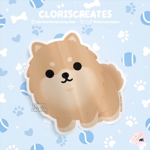 Red Pomeranian Dog Breed Waterproof Vinyl Sticker | Kawaii Chibi Animal Art Laptop Decal | Cute Cartoon Spitz Puppy Pet Loss Memorial Gift