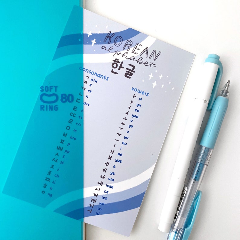 DIGITAL DOWNLOAD: Korean Alphabet Bookmark Chart Study ...