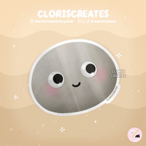 Pet Rock Waterproof Die Cut Sticker | Kawaii Chibi Stone Pebble Art Laptop Decal | Cute Cartoon Boulder Geologist Rock Collector Gift