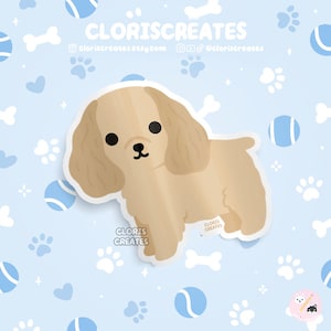 Gold Cocker Spaniel Dog Breed Waterproof Vinyl Sticker | Kawaii Chibi Animal Art Laptop Decal | Cute Cartoon Puppy Pet Loss Memorial Gift