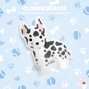 Cropped Harlequin Great Dane Dog Breed Waterproof Vinyl Sticker | Kawaii Chibi Animal Art Decal | Cute Cartoon Puppy Pet Loss Memorial Gift