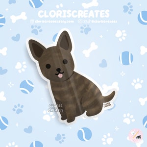 Brindle Dutch Shepherd Formosan Mountain Dog Breed Waterproof Vinyl Sticker | Kawaii Chibi Animal Decal | Cute Cartoon Rescue Puppy Gift
