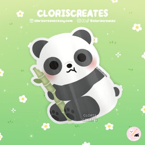 Pegatina de vinilo impermeable de oso panda gigante / Calcomanía para portátil con diseño de animales kawaii chibi para amantes de los animales / Lindo dibujo de caricatura, recuerdo de zoológico, regalo de vida silvestre