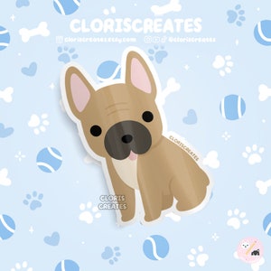 Fawn French Bulldog Frenchie Dog Breed Waterproof Vinyl Sticker | Kawaii Chibi Animal Art Decal | Cute Cartoon Puppy Pet Loss Gift