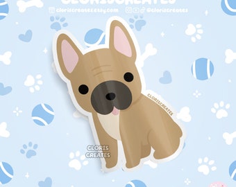 Fawn French Bulldog Frenchie Dog Breed Waterproof Vinyl Sticker | Kawaii Chibi Animal Art Decal | Cute Cartoon Puppy Pet Loss Gift