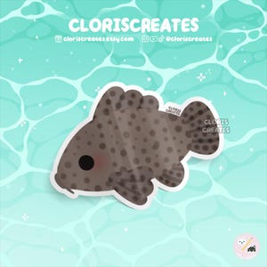 スポッテッドプレコ防水ビニールステッカー | ちび海洋水生動物愛好家アートラップトップデカール | かわいい漫画のお土産海の生き物ギフト